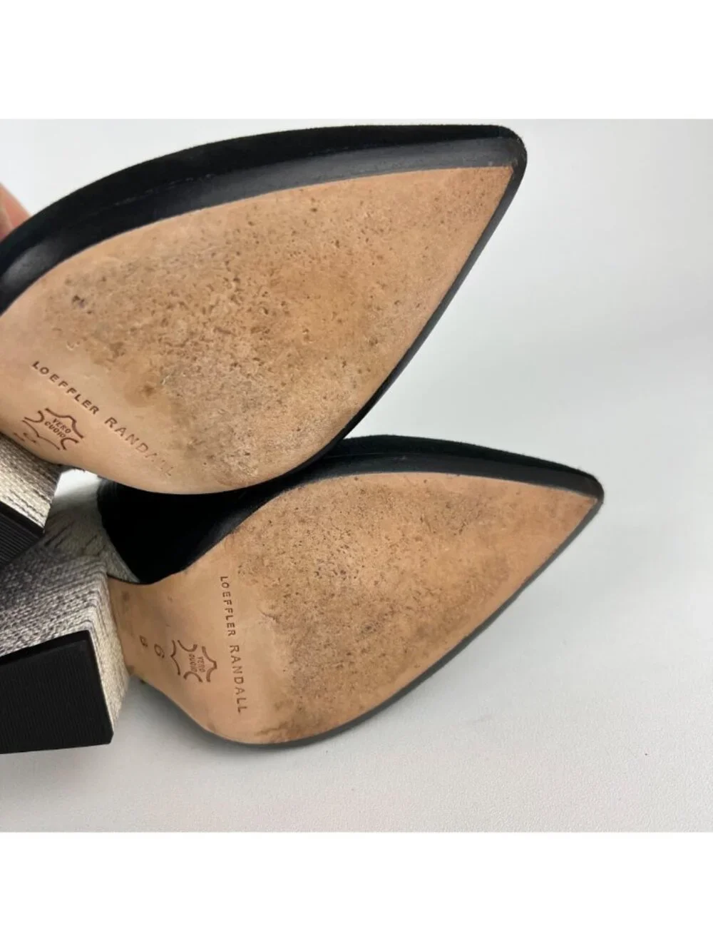 Loeffler Randall Lia Black Ivory Suede Snake Print Block Heel Bootie 6